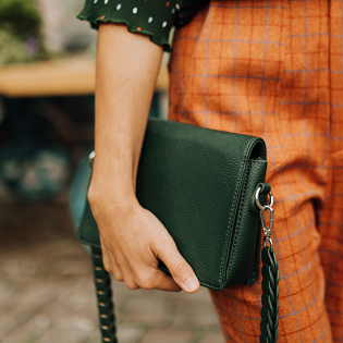 Dark green leather bag